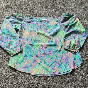 Lilly Pulitzer Leaf Print Silk Shirt Medium